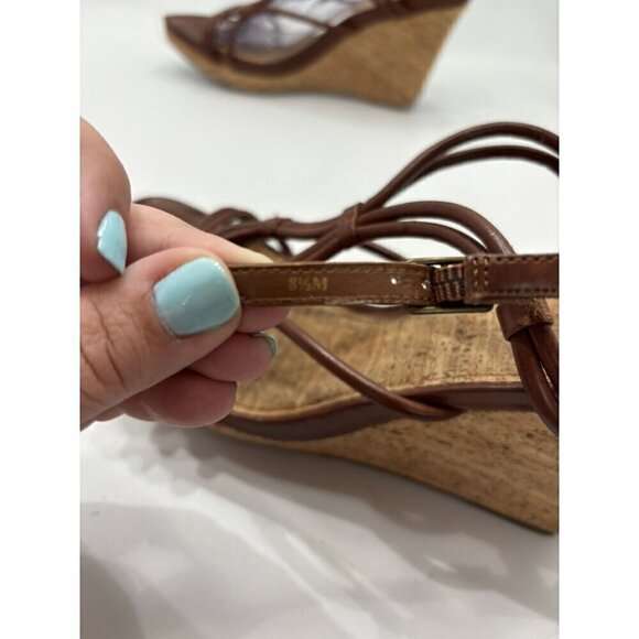 Kenneth Cole Reaction Don’t Dare 8.5M Sandals Brown Cork Wedge Y2K Strappy Shoes - Picture 11 of 12
